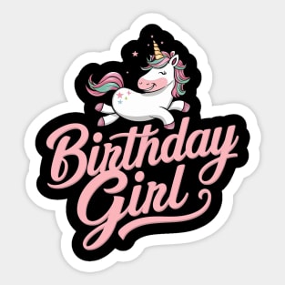 Unicorn Birthday Girl Pastel Tee - Happy Typography Design for Party Celebrations Sticker